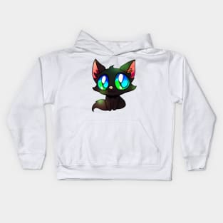 Black cat with blue eyes Kids Hoodie